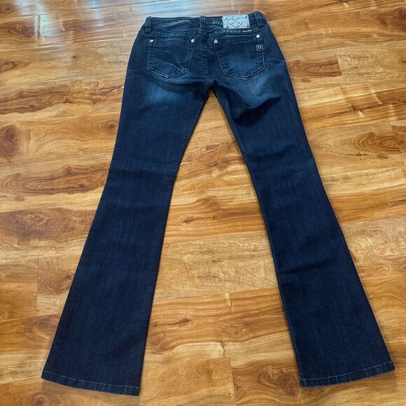 Miss Me MP724982 Pearl & Rhinestone Front Pocket Dark Wash Bootcut Jeans. - Picture 15 of 16